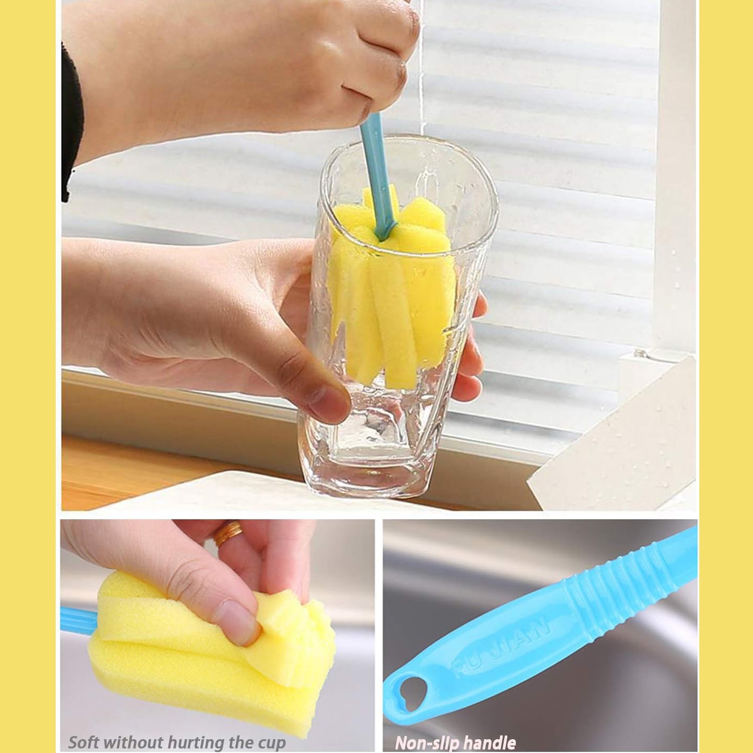 7443 Sponge Cup Washing Brush/ Washing Cup Milk Bottle Cleaning Brush Kitchen Brush Water Cup Tea Cup Brush, Sponge Head Household Kitchen Cleaning Tool (20Cm) 7443 Sponge Cup Washing Brush/ Washing Cup Milk Bottle Cleaning Brush Kitchen Brush Water Cup Tea Cup Brush, Sponge Head Household Kitchen Cleaning Tool (20Cm)